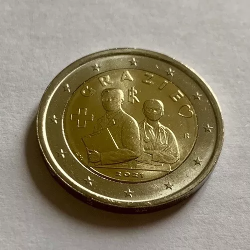 Moneta 2 Euro Italia Covid Grazie Commemorativi 2021 FDC Rotolino Rara Coin