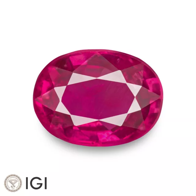 IGI Certified MOZAMBIQUE Ruby 1.06 Ct. Natural Untreated PINKISH RED Oval