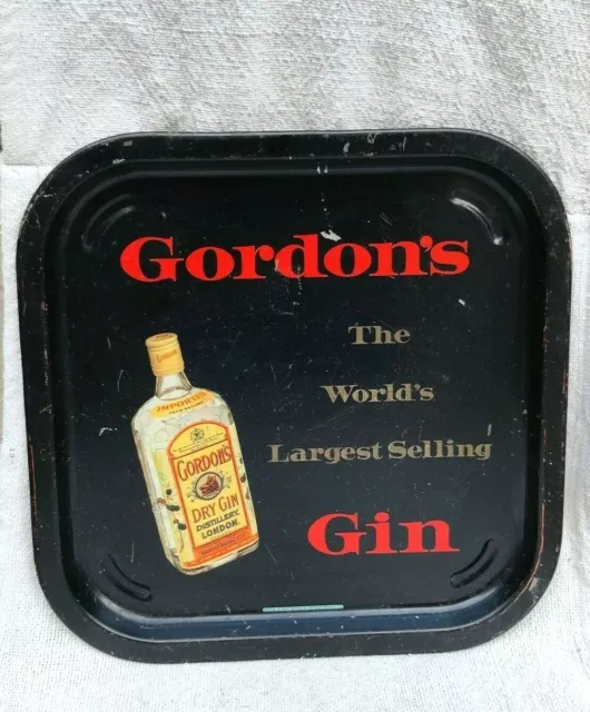 1940s Vintage Gordons Dry Gin Advertising Tin Tray England Drinkware Rare TR44
