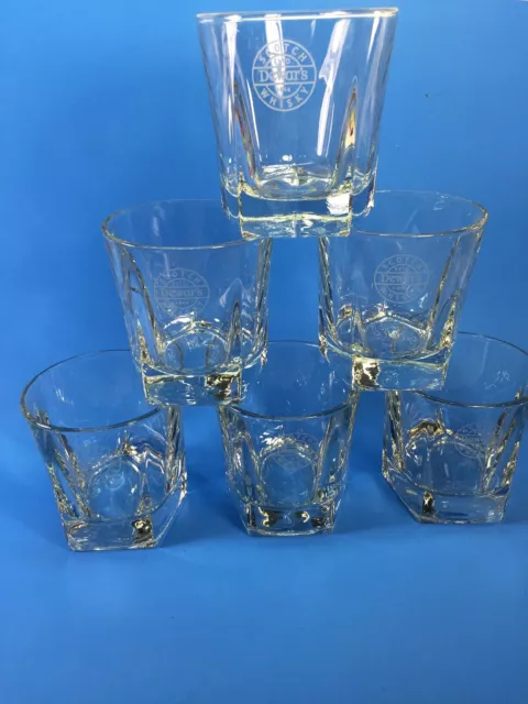 6 Dewars Scotch Whiskey Liquor Rocks Glasses Pentagon Shape Heavy Base Libbey