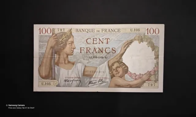 Billet De Banque De 100fr Sully En Bon État & Sa Documentation Original