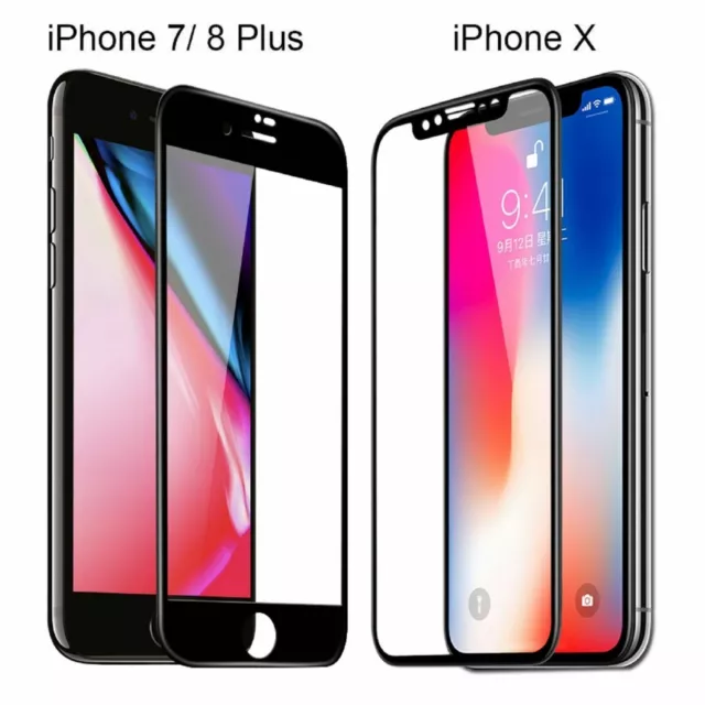 Fit iPhone 11 Pro Max  8 Plus X 3D Full Coverage Tempered Glass Screen Protector