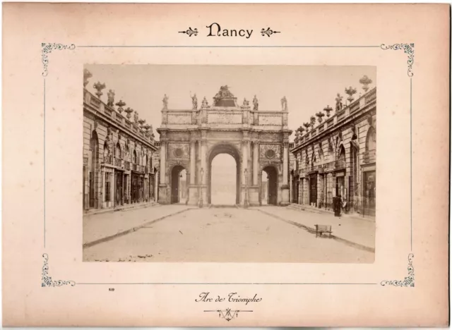 Nancy.Arc de Triomphe 1880.Albuminated photo.ND.Neurdein 10.7x15.8cm mounted/cardboard