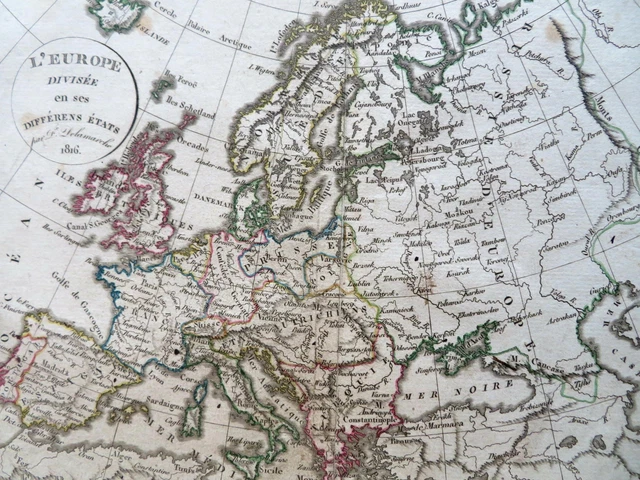Europe Congress of Vienna France German Confederation 1816 Delamarch map