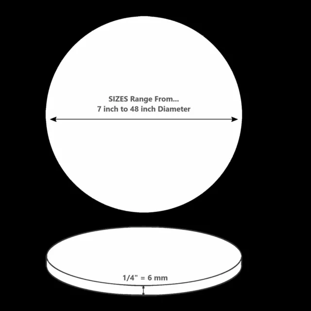 ONE Laser Cut WHITE Acrylic Blank Round Disc: 1/4 inch (6 mm) thick