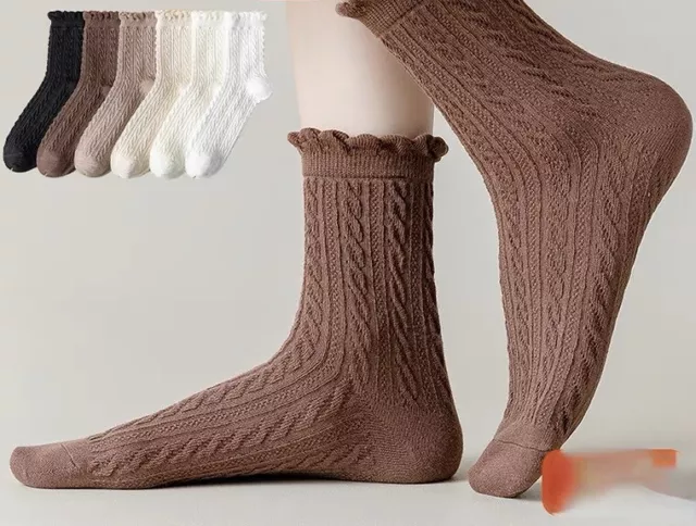 5 Pairs Ladies Pure Cotton Odor-proof Preppy Solid Mid-tube Sock Women's socks