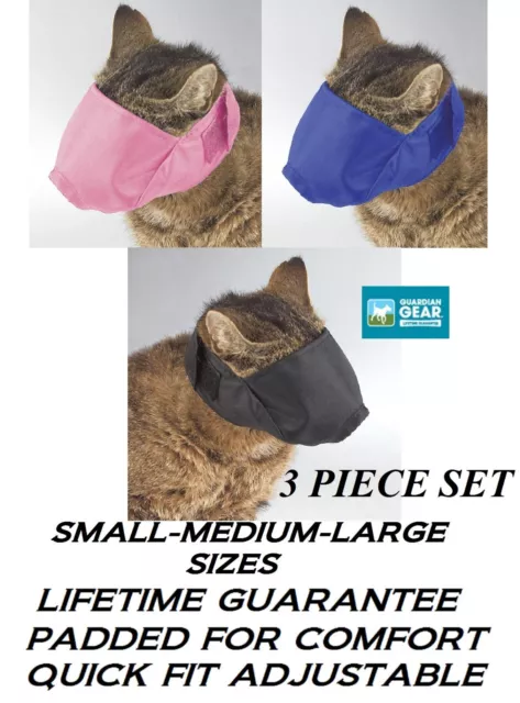 GROOMER SET CAT Comfort MUZZLE LINED Quick-FIT Nylon Feline ADJUSTABLE TRAINING