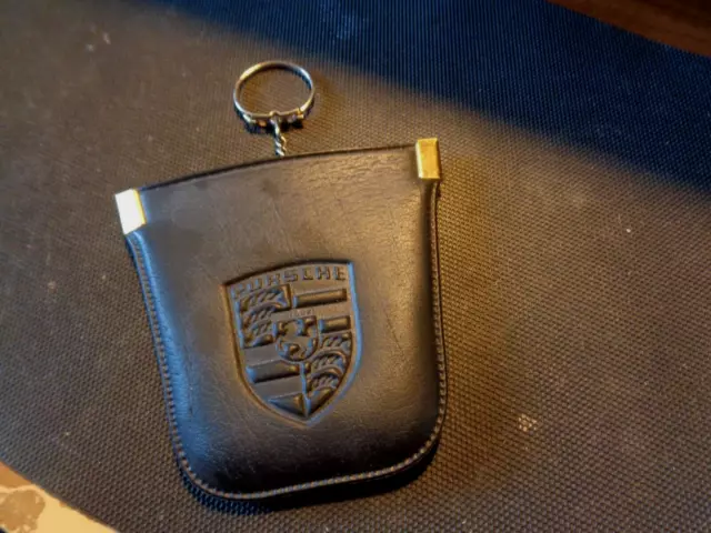 Porsche🌟Stuttgart Germany🌟 1960'S/1970'S Pouch Leather Case🌟 Key Ring Fob🌟👀