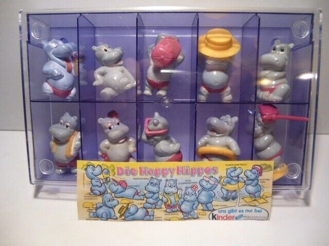 Kinder Ferrero Sorpresine Serie Completa Happy Hippos +Cartina Vintage Rara +Box