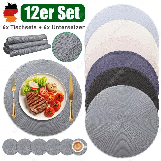 12er Set Tischsets Untersetzer Abwaschbar Platzsets Tischläufer Platzdeckchenn