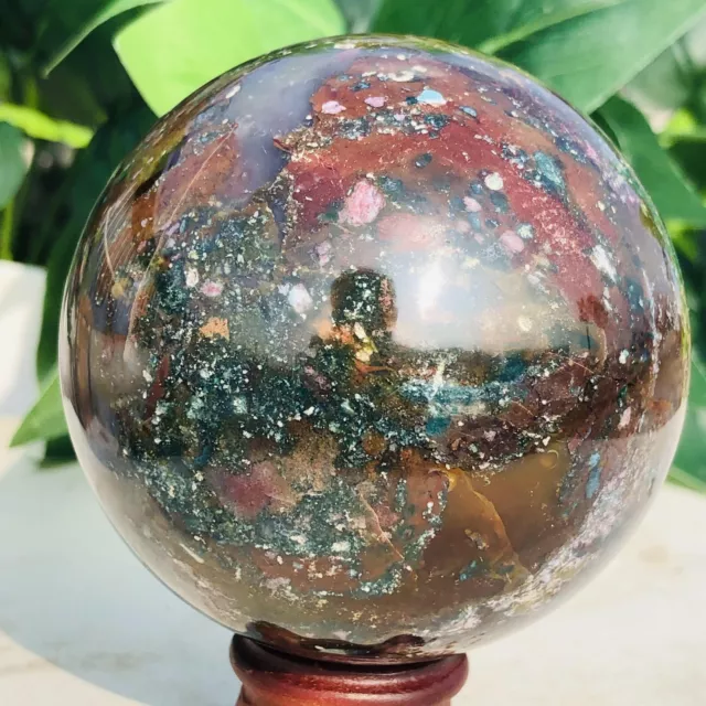 447g Natural Ocean Jasper Ball Quartz Crystal Geode Mineral Specimen Healing