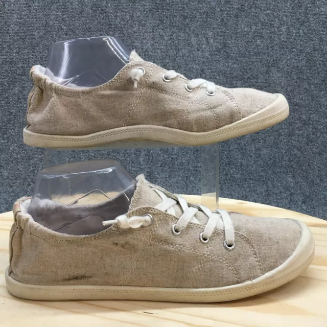 Mad Love Shoes Womens 11 Casual Sneakers Beige Canvas Low Top Round Toe Lace Up