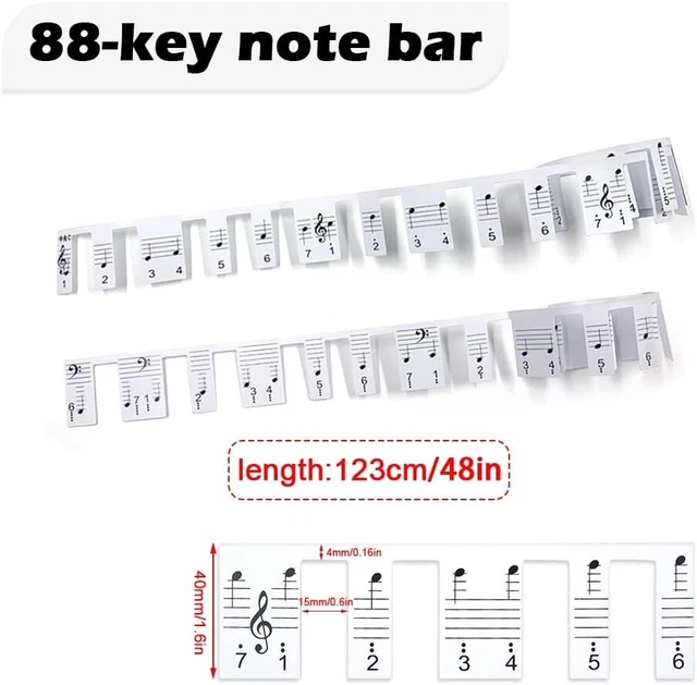 REMOVABLE 88 KEY Piano Keyboard Note Labels Guide for Beginner. No Need