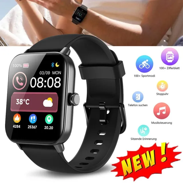 Smartwatch Herren Mit Telefonfunktion Armbanduhr Smart Watch Uhr IOS Android-Neu