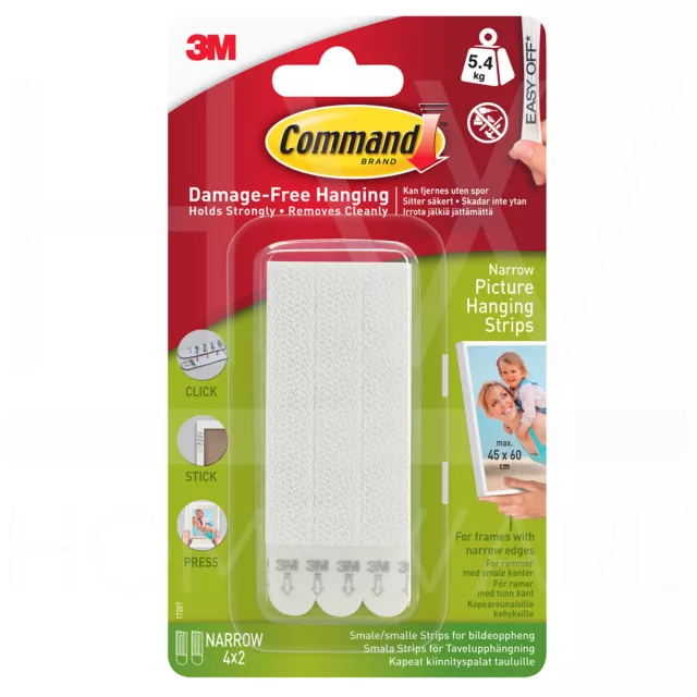 3M Command Strips Self Adhesive Strong Picture Frame Damage Free Hanging  Strips