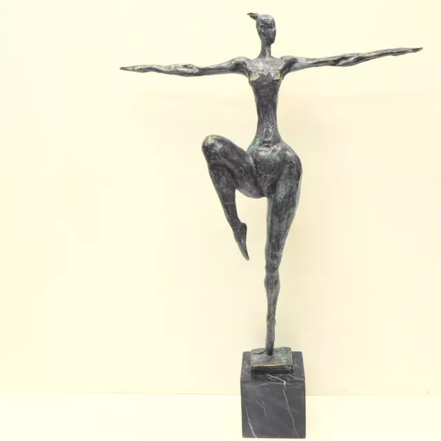 Statue Sculpture Danseuse Nue Sexy Pin-up Style Moderne Bronze massif Signe