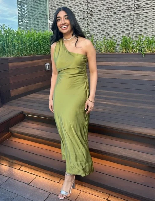 ZARA OLIVE GREEN Draped Mini Dress With An Asymmetric Neckline Size L Bnwt  30.00 - PicClick UK