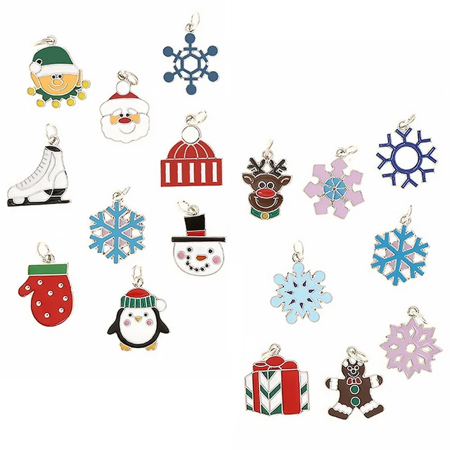 17 Pcs Schneemann Weihnachtsanhänger Schlüsselanhänger Legierung