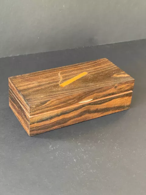 Rare boîte vintage cigares Art Déco bois exotique marqueterie cigarettes box