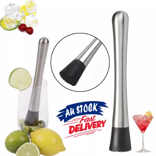 1Pcs AU Motar&Pestle Barware Bar Kitchen Cocktail Muddler Fruit Stainless Steel