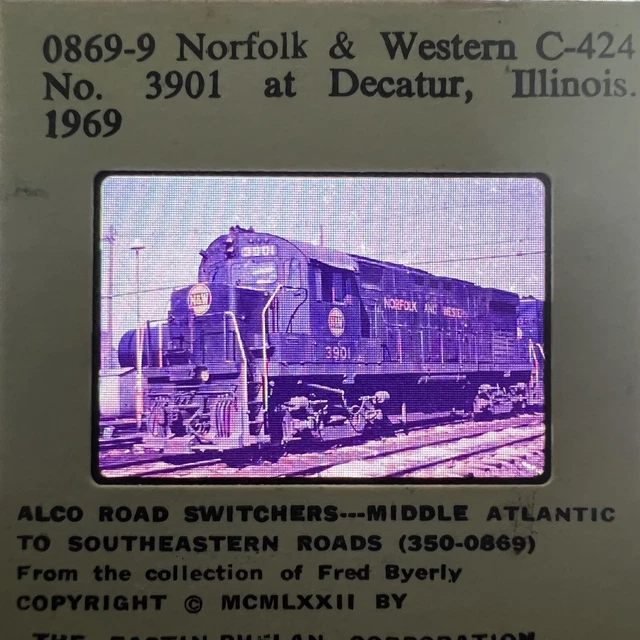 0869-9 Norfolk & Western C-424 No. 3901 at Decatur, Ilinois. 1969