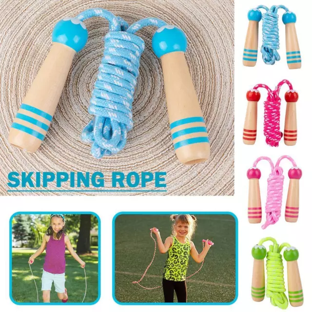 Wooden Handle Skipping Rope Outdoor Toy Children Kid Fitness Jump Exercise I5T9