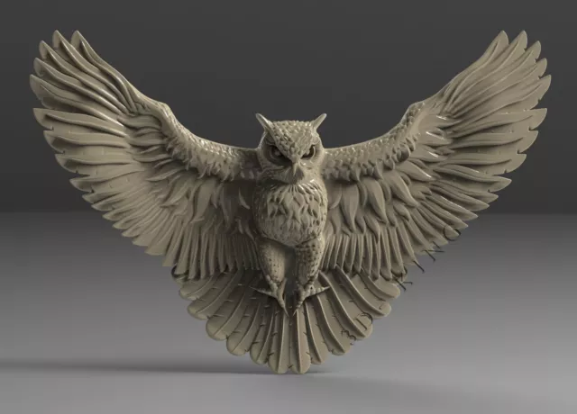 3D STL Model FLYING OWL for CNC 3D Router Printer Engraver Carving Aspire Artcam