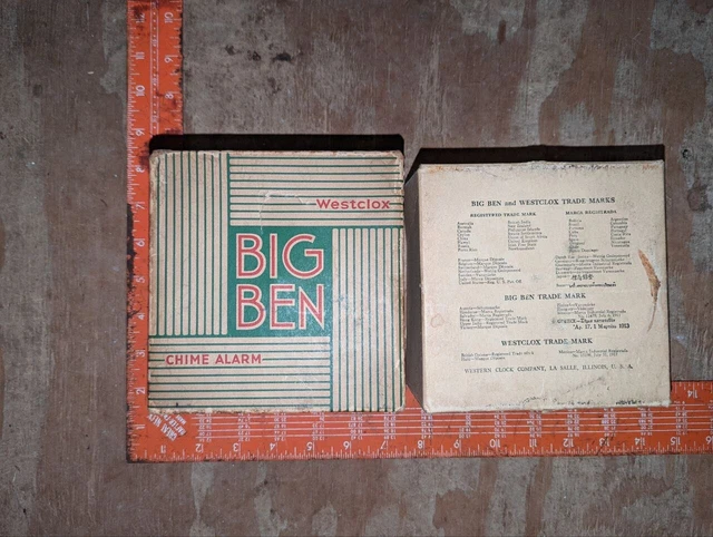 1930s Black Big Ben Alarm Clock 231 Box Original Westclox Antique Alarm Clock