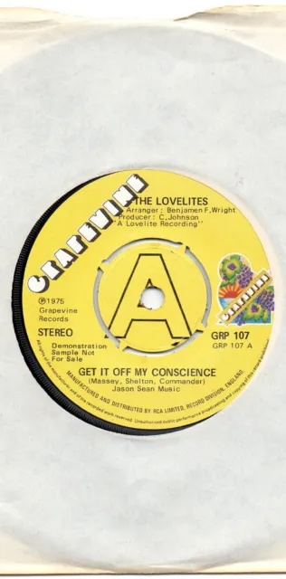 Lovelites    Get  It Off My Conscience / Oh What A Day  Uk Grapevine  Demo