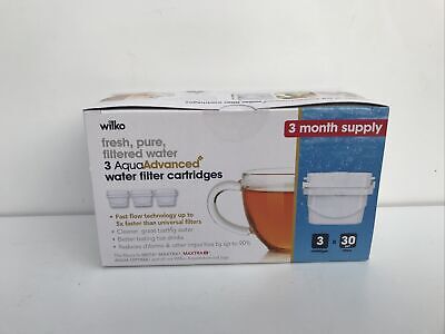 Aquaadvanced Cartucce Filtro Acqua 3x30 giorni BRITA & Aqua Optima Wilko NUOVO 