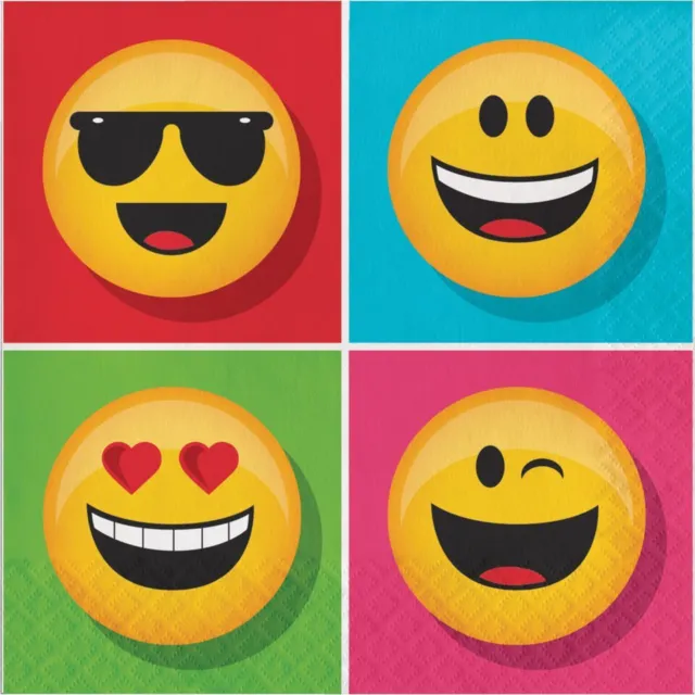 16 x Emoji Napkins 33cm Childrens Birthday Party Tableware Supplies Smiley Face