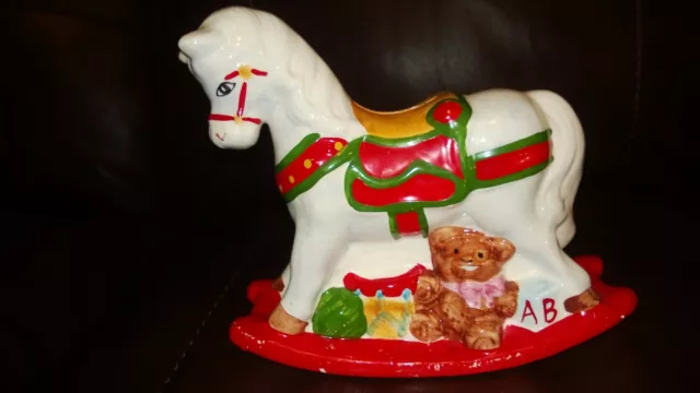 Vintage Folk The Horse Ceramic-Porcelain Bank" Hand painted.