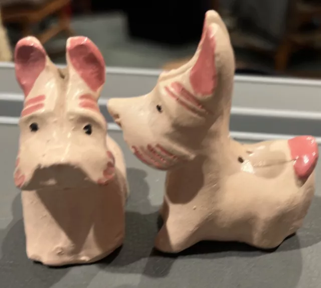 Adorable Hand Painted Scottie Pink Salt And Pepper Shakers