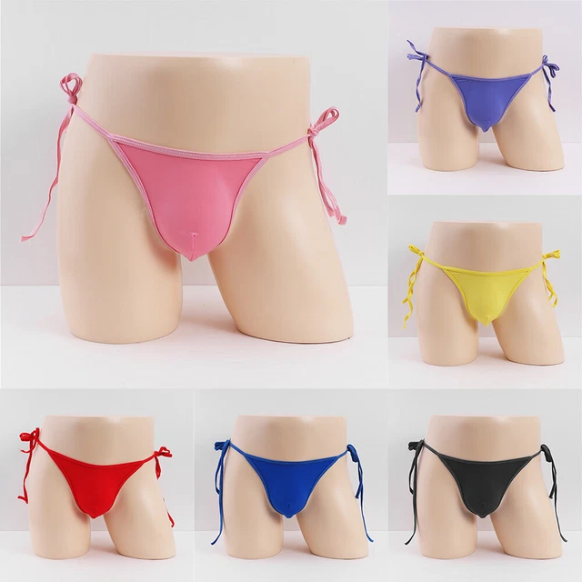Slip Uomo In Nylon Trasparente Lucido, Perizoma A Marsupio, Intimo Bold Nero
