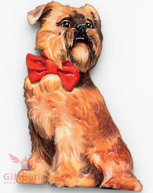 Wooden refrigerator or fridge dog magnet of Brussels Griffon