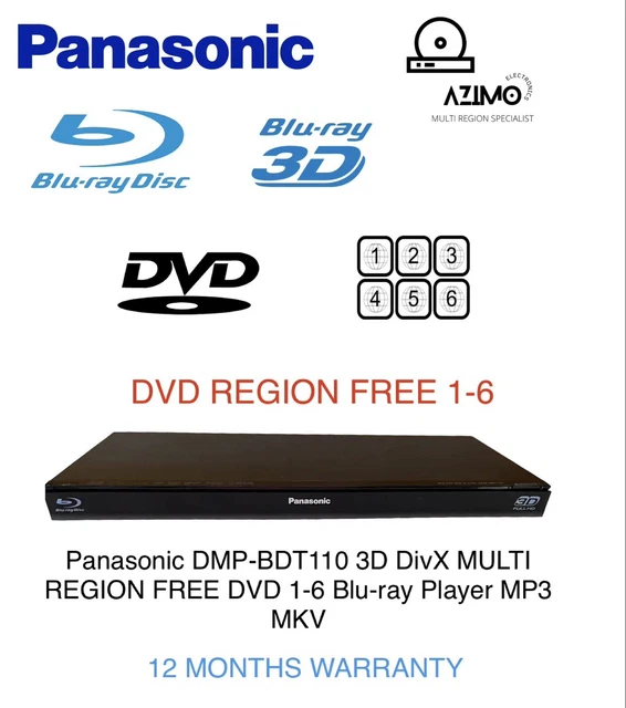 PANASONIC DMPBDT110 3D DivX MULTI REGION FREE DVD 16 Bluray Player