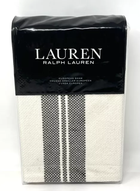 Ralph Lauren European Sham RILEY Yarn Dye Brown Stripe Cream NIP MSRP $150