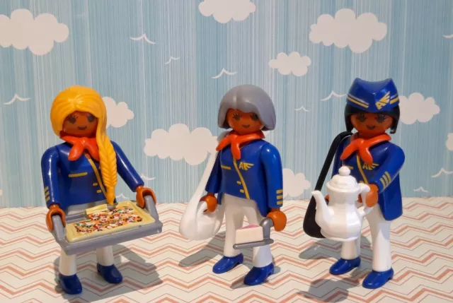 Playmobil Hotesse De L'air Avion Aeroport Pilote Airline City Life Air France