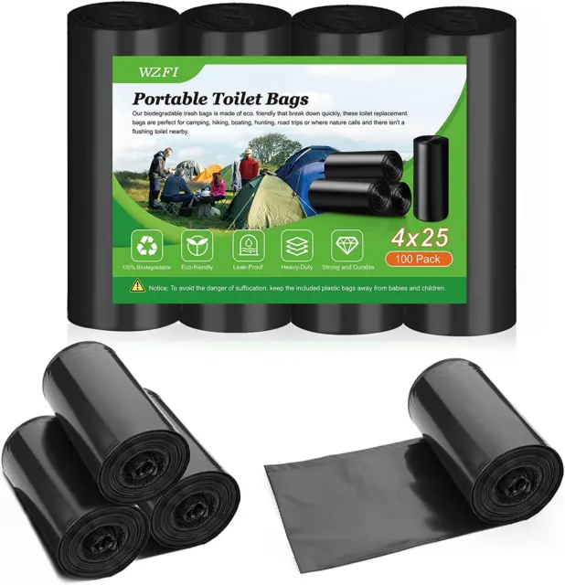 Portable Camping Toilet Bags - 8 Gallon Biodegradable, 20-Pack