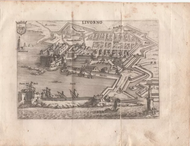 Mappa di Livorno, Francesco Scoto, 1761 acquaforte, dall'Itinerario d'Italia