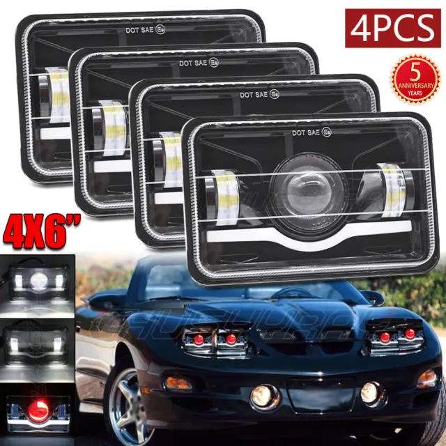 2 SET 4X6" LED Headlights Hi/Lo Beam DRL For Pontiac Trans Am 1998 2000-2002