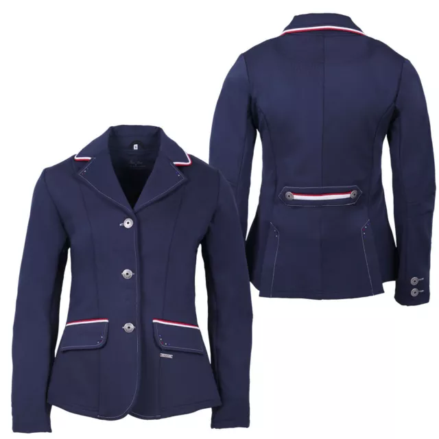 QHP Mädchen Turniersakko Turnierjacket Coco Junior Softshell Farbdet Strass navy