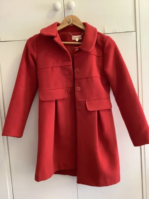 REVIEW Girls RED WINTER COAT with Removable Collar - Size 12 - EUC