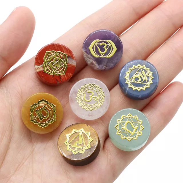 Premium Chakra Set mit den 7 Edelsteinen Rune ,Heilsteine Set Energie Meditation