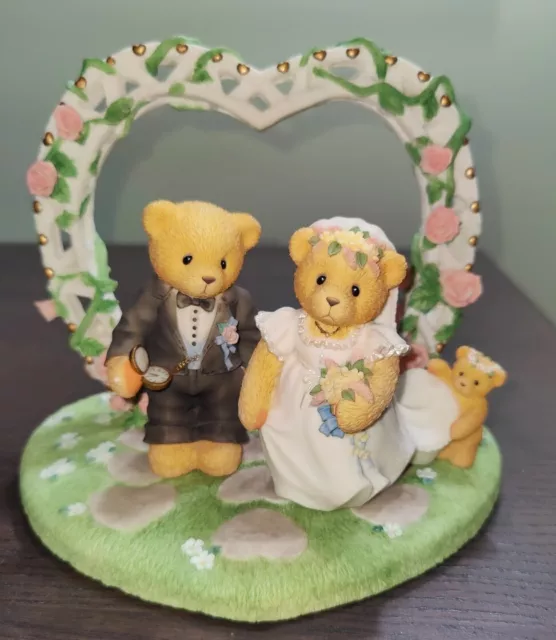VTG Cherished Teddies Our Wedding Arbor Bride Groom Figures Cake Topper 510254