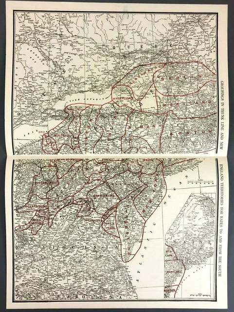 1940s New England Southern Territory Map Lehigh Valley Railroad LaSalle Univ Ext