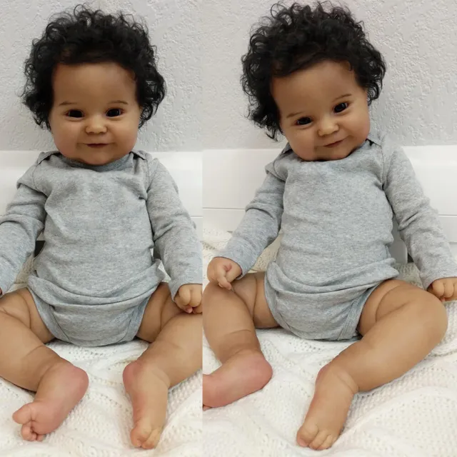 NPK 20" Reborn Girl Doll Soft Body Black Skin Newborn Toddler Realistic Kids Toy