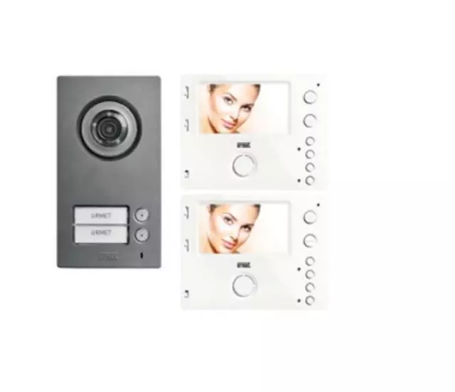 Urmet Video Entry Kit Mini Note2 2-Wire Duplex With 2 Monitors Miro Speakerphone