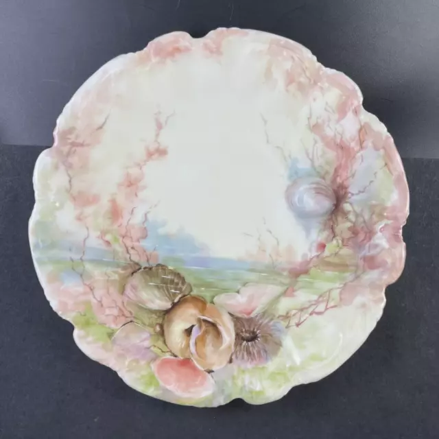Set of 2 Coiffe Limoges France Sea Shell 8 1/2" Plates c.1 891-1914 2