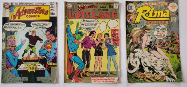 DC: "GIRL-POWER" lot of 3 comic books:  Adventure #384, Lois Lane #96, Rima #6